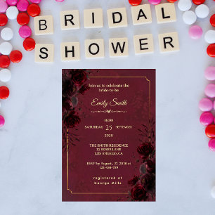 Elegant Gothic Red and Black Romance Bridal Shower Invitation