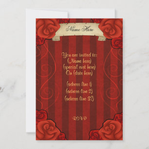 Elegant gothic red roses all occasion invitation