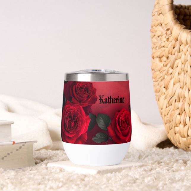 Elegant Gothic Red Roses Custom Name (Living Room (Rotated))