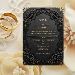 Elegant Gothic Romance Luxury Wedding  Invitation