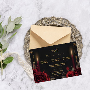 Elegant Gothic Romance Wedding  RSVP Card