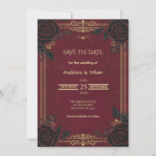 Elegant Gothic Romance Wedding Save The Date