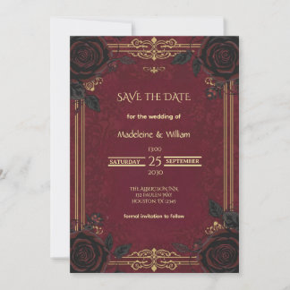 Elegant Gothic Romance Wedding Save The Date