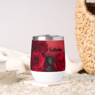Elegant Gothic Roses Rouges Nom Personnalisé