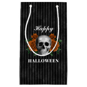 Elegant Gothic Roses & Skull Happy Halloween  Small Gift Bag