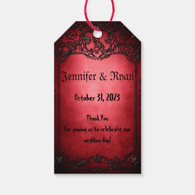 Elegant Gothic Rustic Red Gift Tags (Front)
