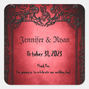 Elegant Gothic Rustic Red Square Sticker