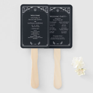 Elegant Gothic Silver Tarot Wedding Program Hand Fan