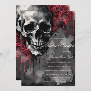 Elegant Gothic Skull & Roses Bridal Shower Invitation