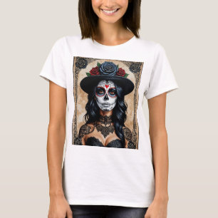 Elegant Gothic Sugar Skull Day of the Dead Tee