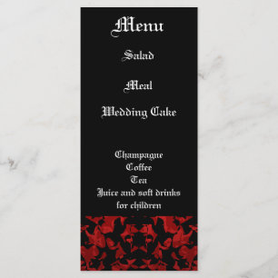 Elegant Gothic theme wedding reception menu