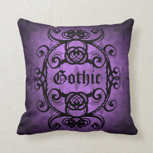 Elegant Gothic Victorian purple and black pretty Throw Pillow