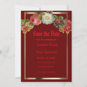 Elegant Gothic vintage flowers save the date Invitation