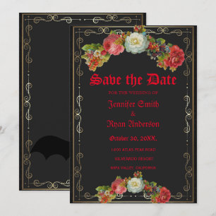 Elegant Gothic vintage flowers save the date Invitation