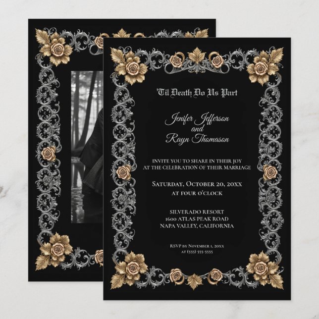 Elegant Gothic wedding Invitation (Front/Back)