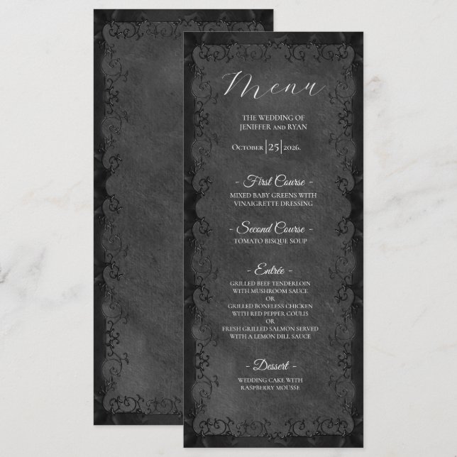 Elegant Gothic Wedding Menu (Front/Back)