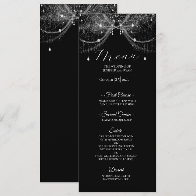 Elegant Gothic Wedding Menu (Devant / Derrière)
