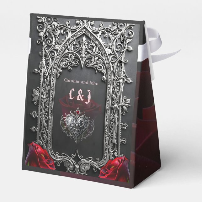 Elegant Gothic Wedding Rose Frame  Favor Box (Back Side)