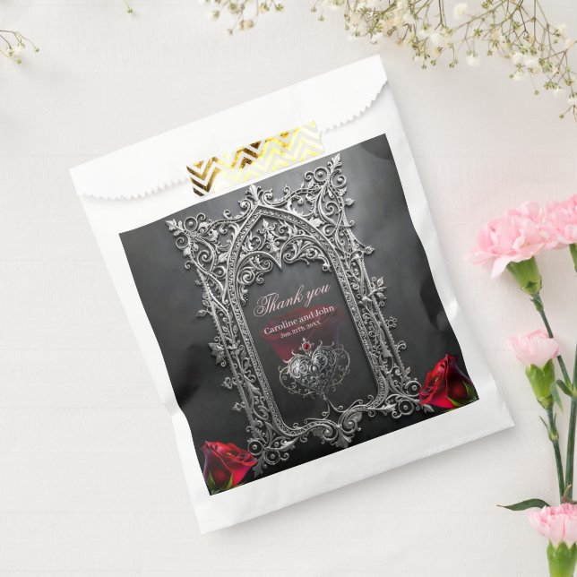 Elegant Gothic Wedding Rose Frame  Favour Bag (Sealed)