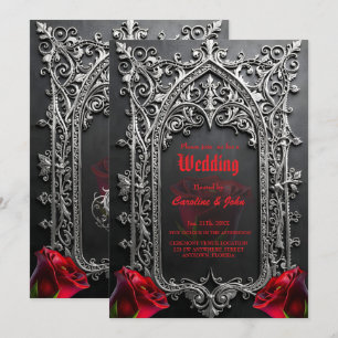 Elegant Gothic Wedding Rose Frame  Invitation
