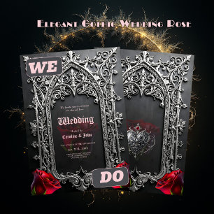 Elegant Gothic Wedding Rose Frame  Invitation