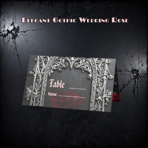 Elegant Gothic Wedding Rose Frame Place Card