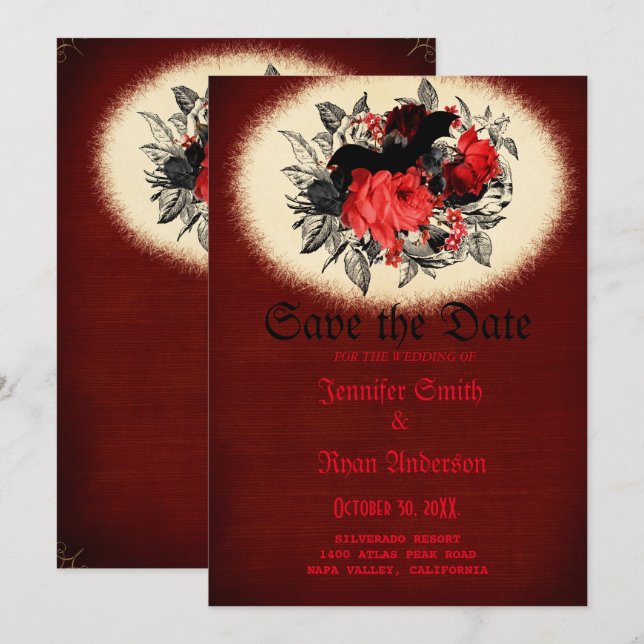 Elegant  Gothic  wedding save the date  Invitation (Front/Back)