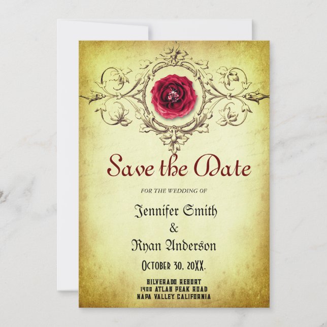 Elegant  Gothic  wedding save the date  Invitation (Front)