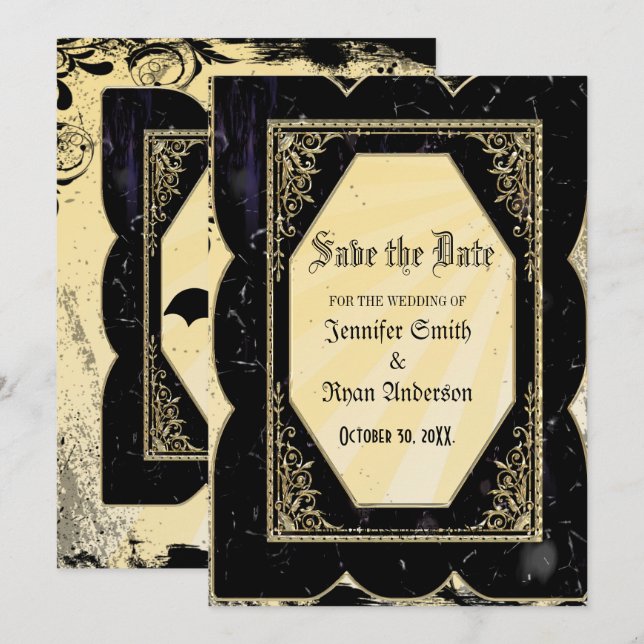 Elegant  Gothic  wedding save the date  Invitation (Front/Back)