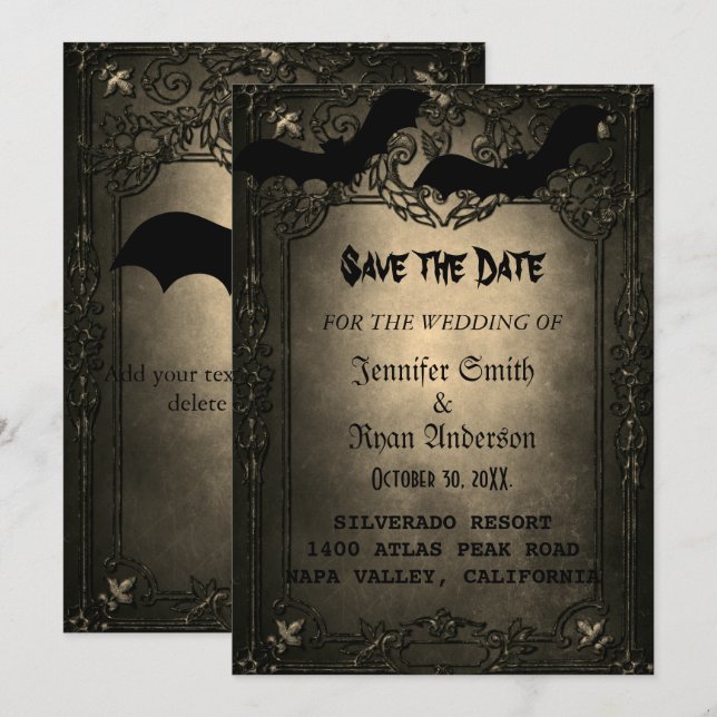 Elegant  Gothic  wedding save the date  Invitation (Front/Back)