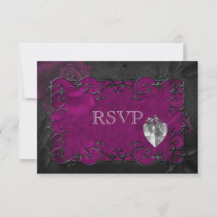 Elégant gothique halloween violet mariage carte RS