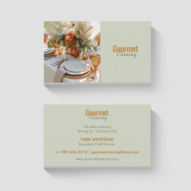 Elegant Gourmet Catering Business Card (Creator Uploaded)