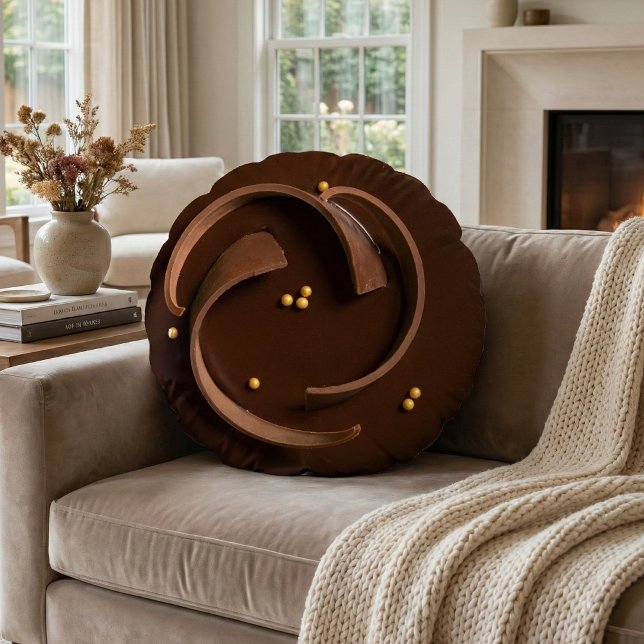 Elegant Gourmet Dark Chocolate Truffle Decadent Round Pillow (Creator Uploaded)