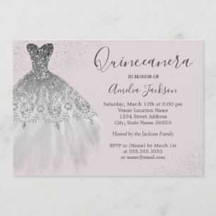 Elégant Gown Dusty rose Quinceanera Invitation