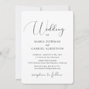 Elegant graceful Calligraphy. Classic wedding Invitation