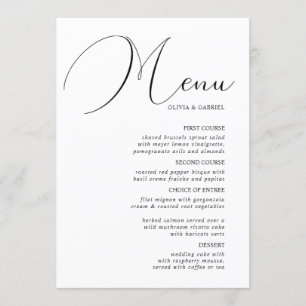 Elegant graceful calligraphy classic Wedding Menu