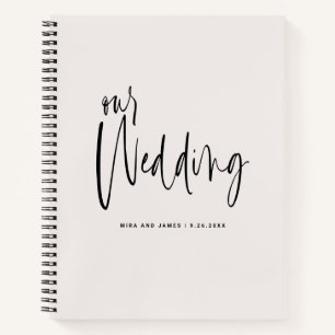 Elegant Graceful Script Ecru Wedding Plans Notebook