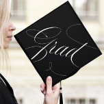 Elegant Grad Calligraphy Script Black Graduation Cap Topper<br><div class="desc">Chic and stylish graduation cap topper featuring "Grad" in a modern calligraphy script against a black background. Change the background colour and add text with the Customize tool.</div>