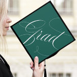 Elegant Grad Calligraphy Script Green Graduation Cap Topper<br><div class="desc">Chic and stylish graduation cap topper featuring "Grad" in a modern calligraphy script against a green background. Change the background colour and add text with the Customize tool.</div>