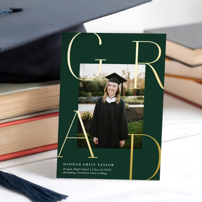 Elegant GRAD Photo Graduation Gold Announcement  (Creator Uploaded)