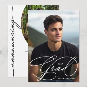 Elegant Grad Script Photo Graduation Announcement