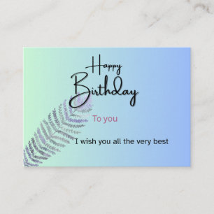 Elegant Gradient Birthday Card with Fern Leaf Cu