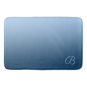 Elegant Gradient Blue with Custom Monogram Bath Mat