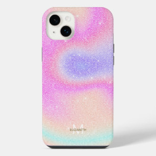 Elegant Gradient Glitter Swirl Holographic  iPhone 14 Plus Case