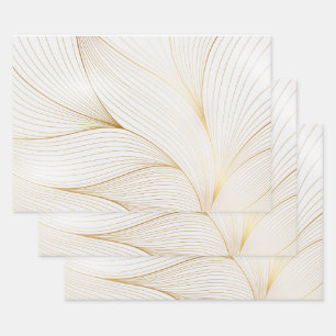 Elegant Gradient golden linear pattern Wrapping Paper Sheet