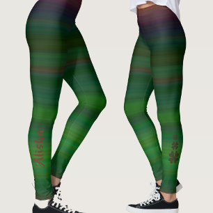 Elegant Gradient Green Shamrock Personalized Name Leggings