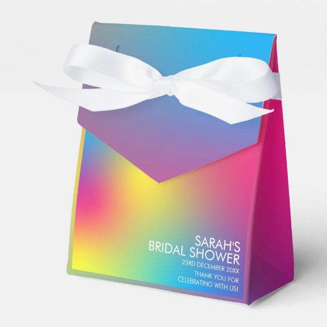 Elegant Gradient Holographic Bridal Shower Favor Box (Front Side)