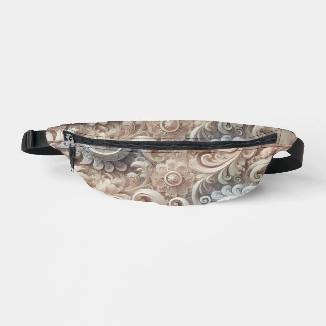 Elegant Gradient Pastel Lace Pattern Medium Gift B Fanny Pack (Front)