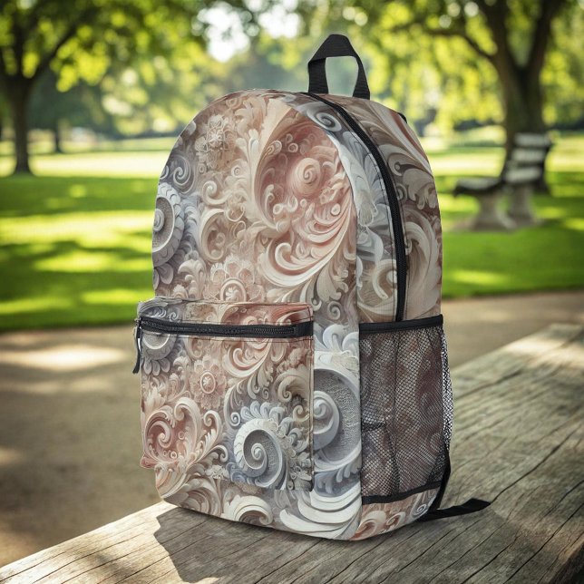 Elegant Gradient Pastel Lace Pattern Medium Gift B Printed Backpack (Creator Uploaded)