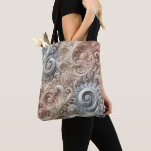 Elegant Gradient Pastel Lace Pattern Tote Bag